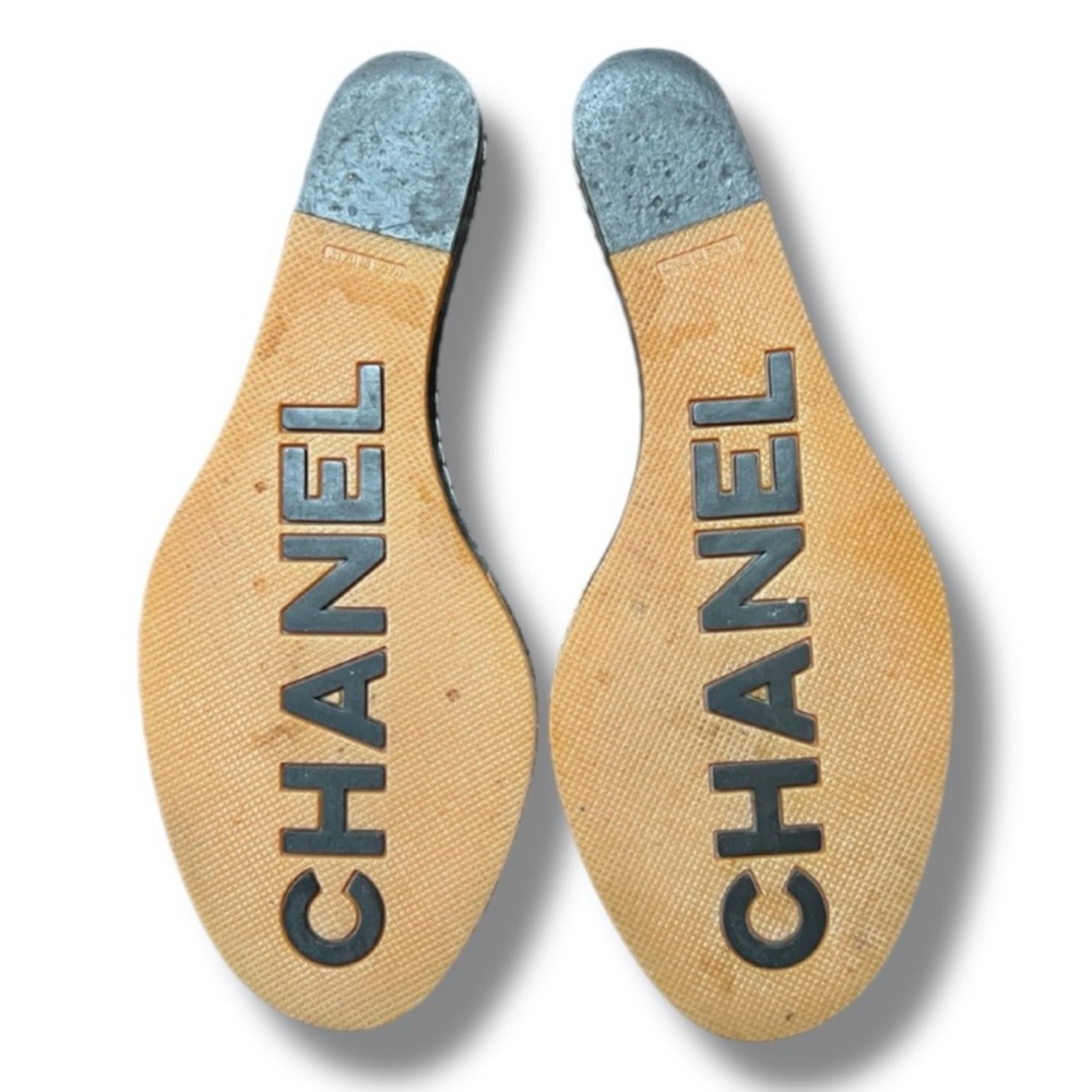 💗CHANEL Canvas Leather Camellia Slide On Platform Wedge Sandals • BLACK • 36.5EU - Picture 9 of 12